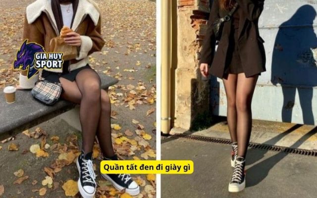 Quần tất đen đi giày gì