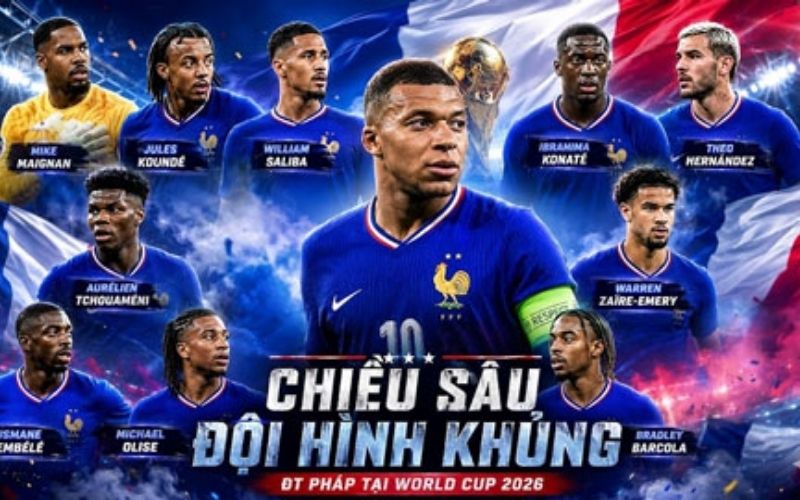 Đội hình tuyển quốc gia Pháp sở hữu chiều sâu lý tưởng đá giải World Cup 2026